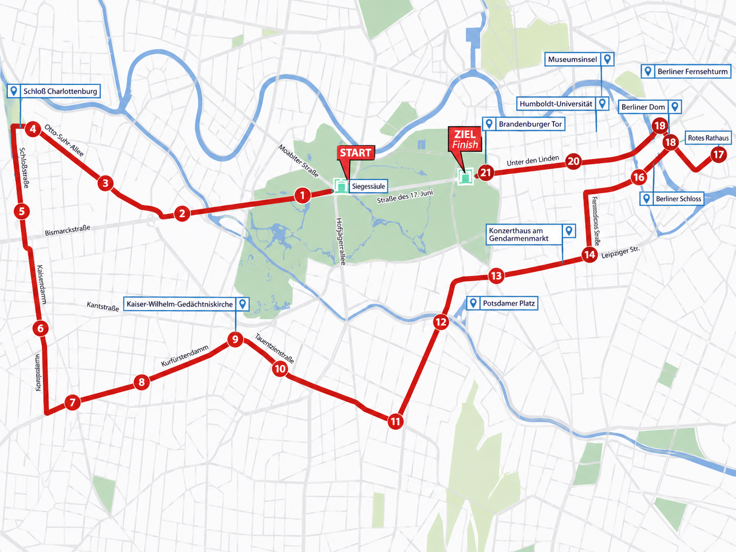 Beriln Half Marathon route map picture